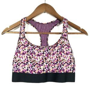 Victoria's Secret The Player Racerback Sports Bra Purple Abstract Size Large